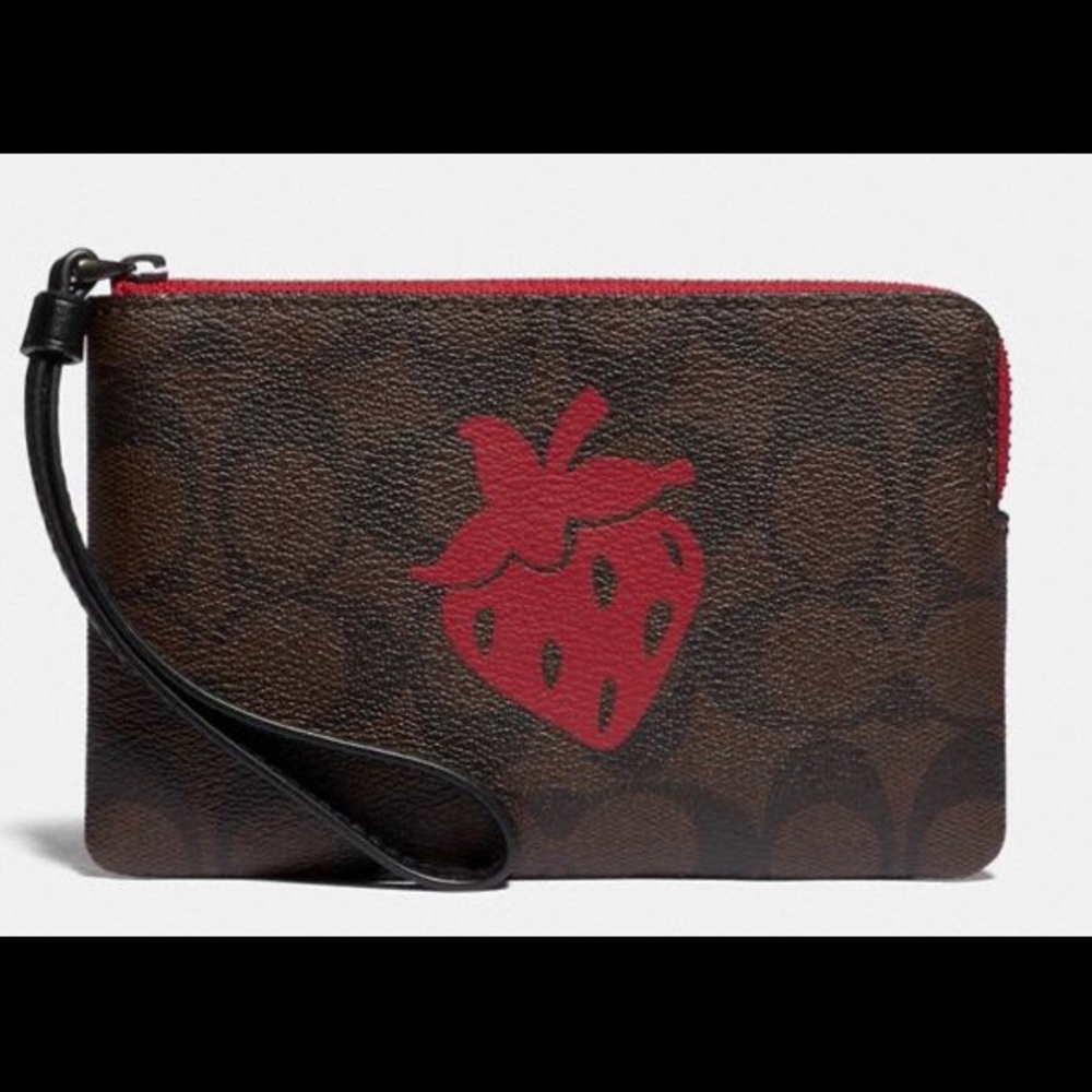 Coach Wristlet in Strawberry Motif — NWT